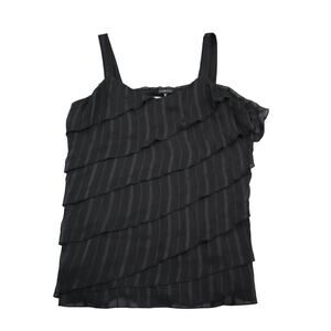 Ispiri Shirt Womens XL Black Striped Pleated Sleeveless Pullover Blouse